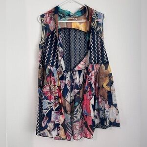 Soft Surroundings Women's Mixed Media Boho Kimono Vest Jacket Medium